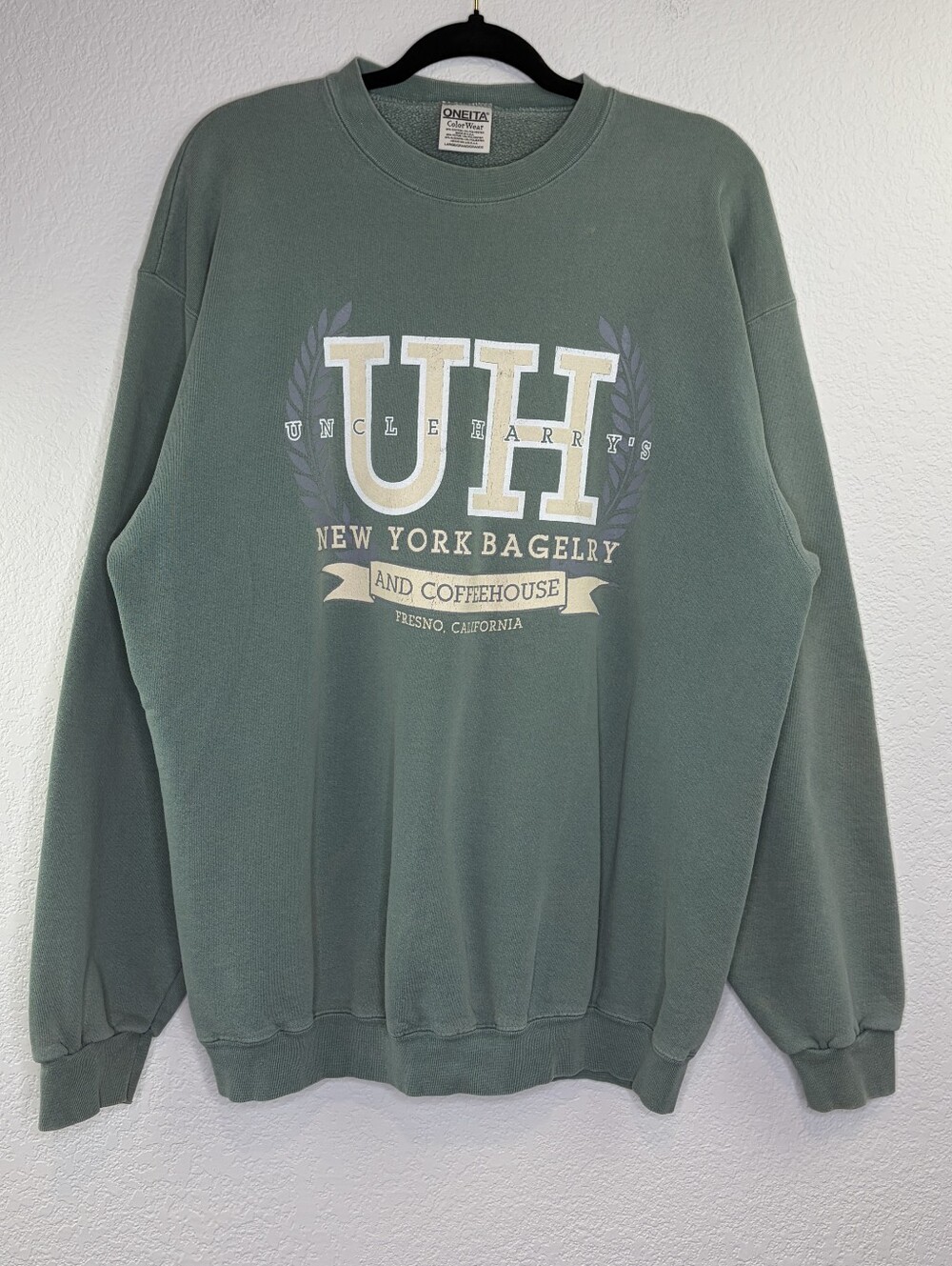 Oneita Crewneck Uncle Harrys Bagelry Fresno California Sweatshirt Large